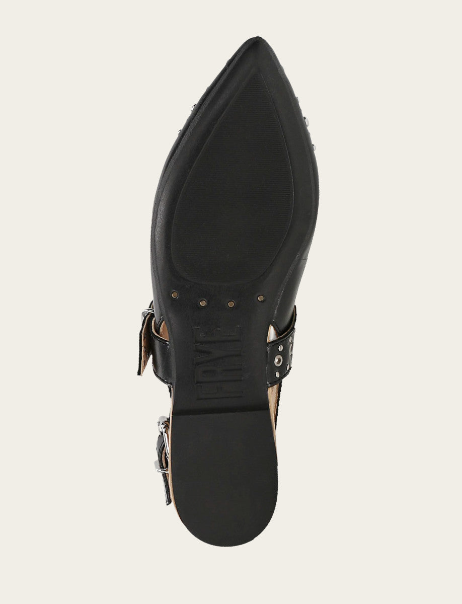 Black Flats & Mules Frye Women's Black Heather Slingback Studded Shoe
