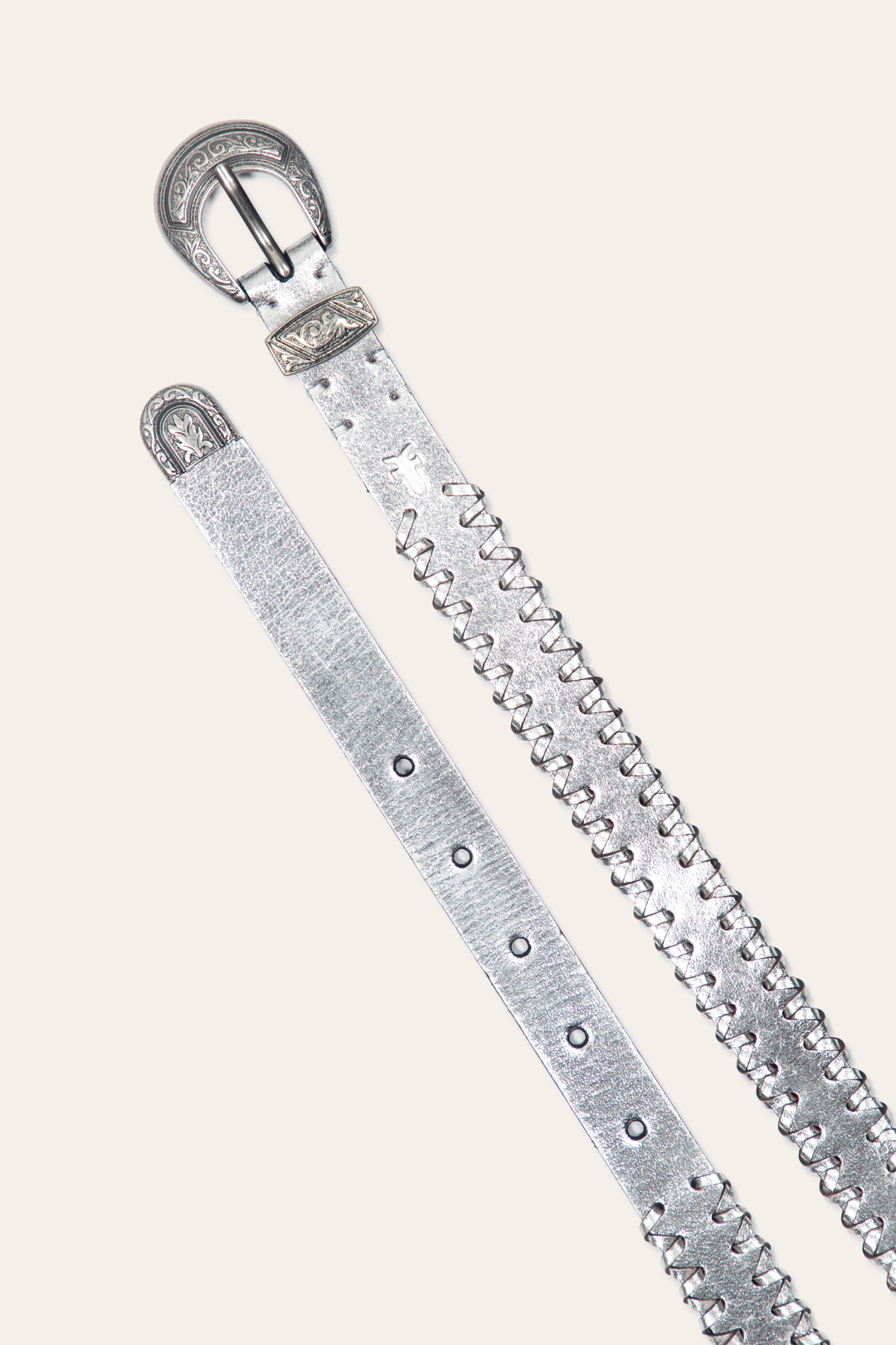 Silver Belts Frye 20mm Silver Leather Belt With 3-Piece Buckle Set