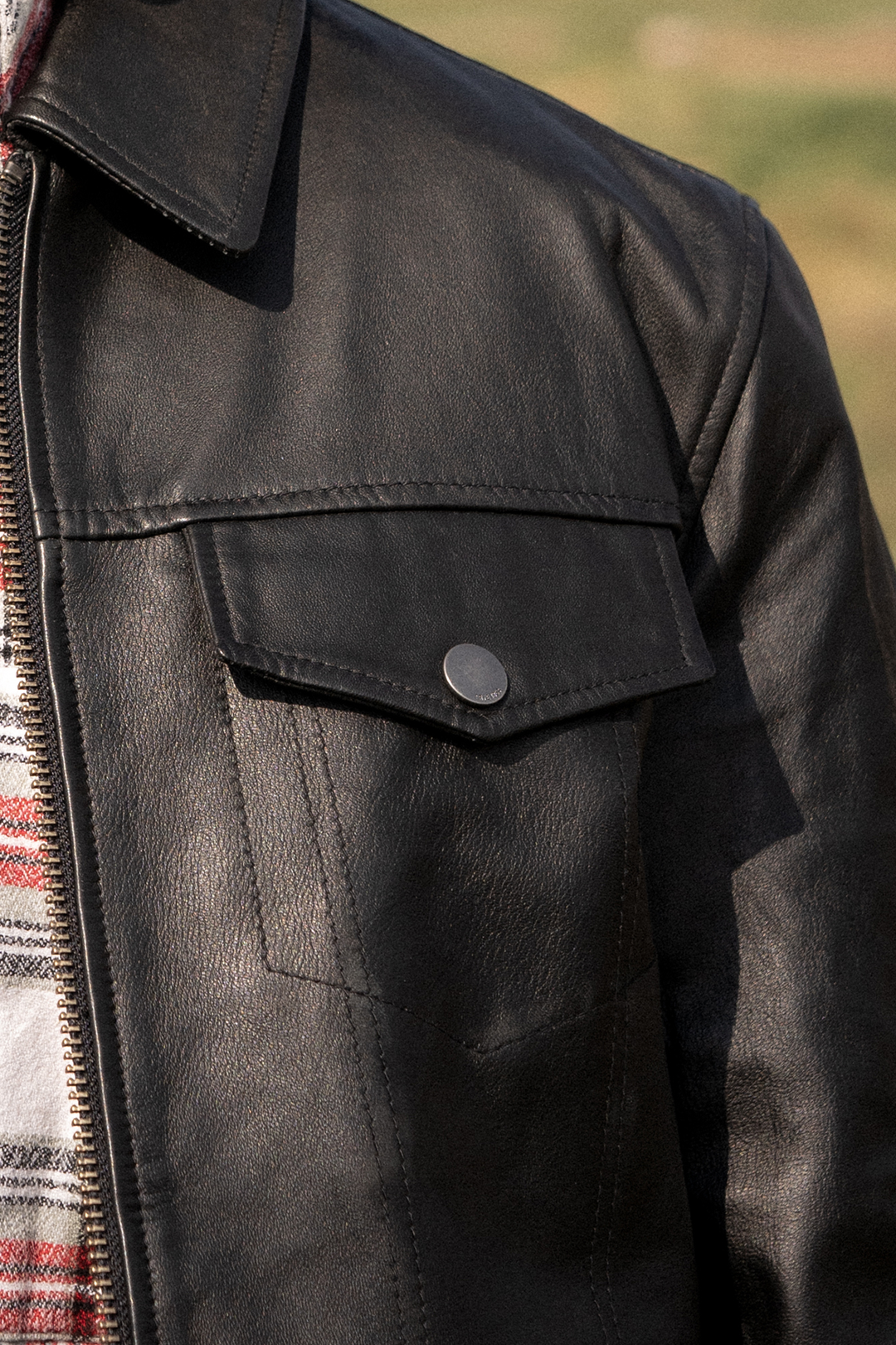 Black Leather Jackets Frye Men’s Black Durango Trucker Leather Jacket