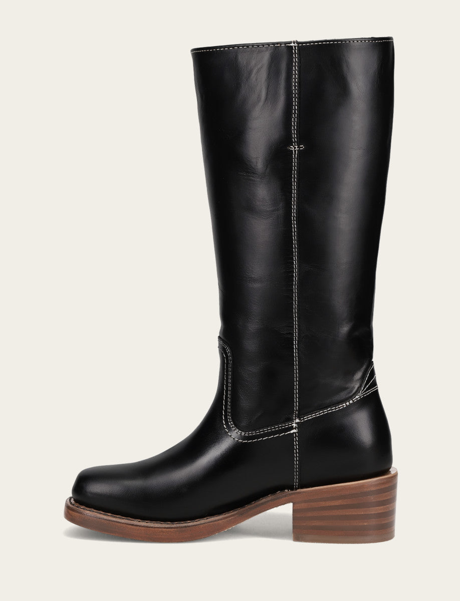 Jet Black Boots|Wide Calf Boots Frye Women's Campus 14L Jet Black Wide Calf Boots
