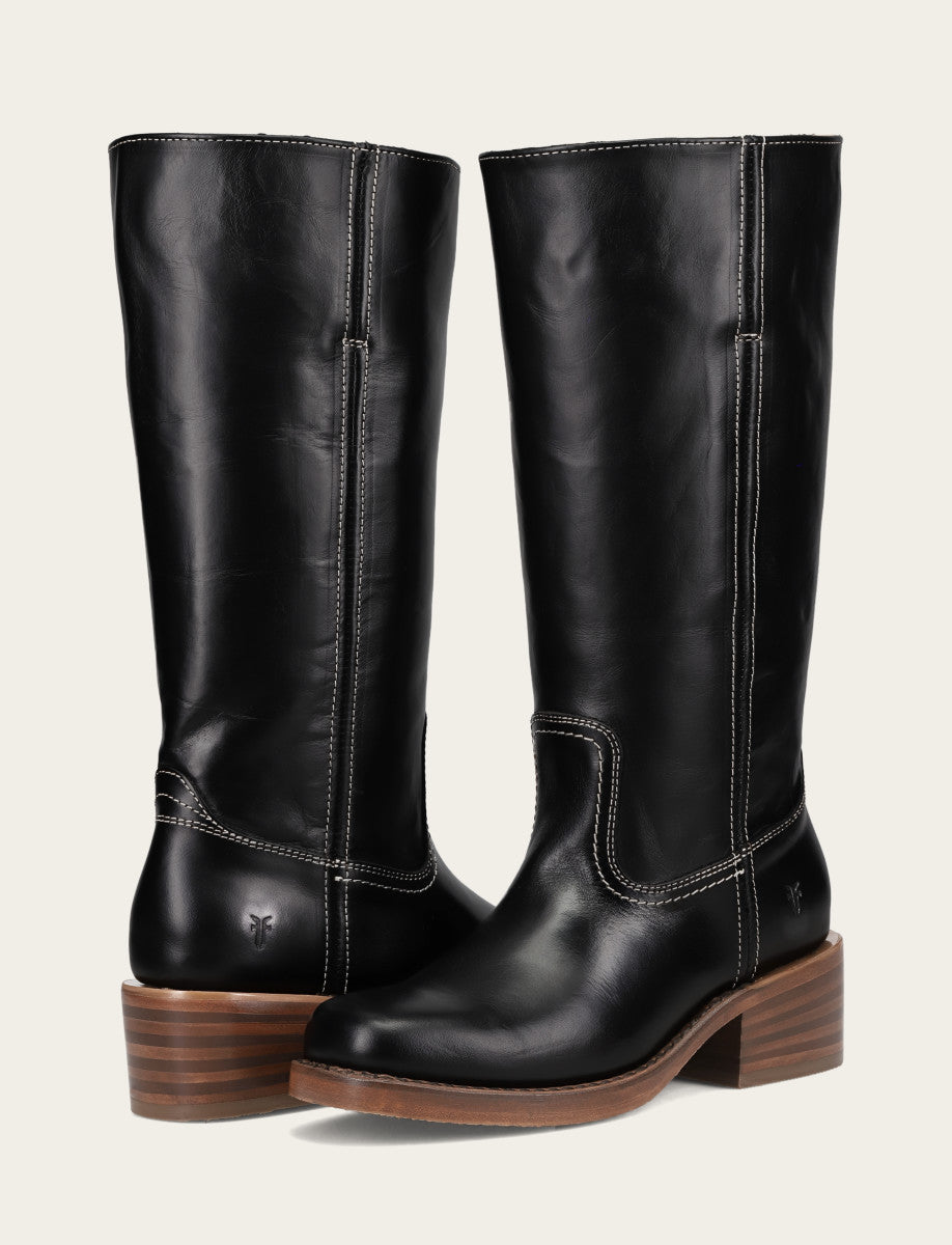 Jet Black Boots|Wide Calf Boots Frye Women's Campus 14L Jet Black Wide Calf Boots