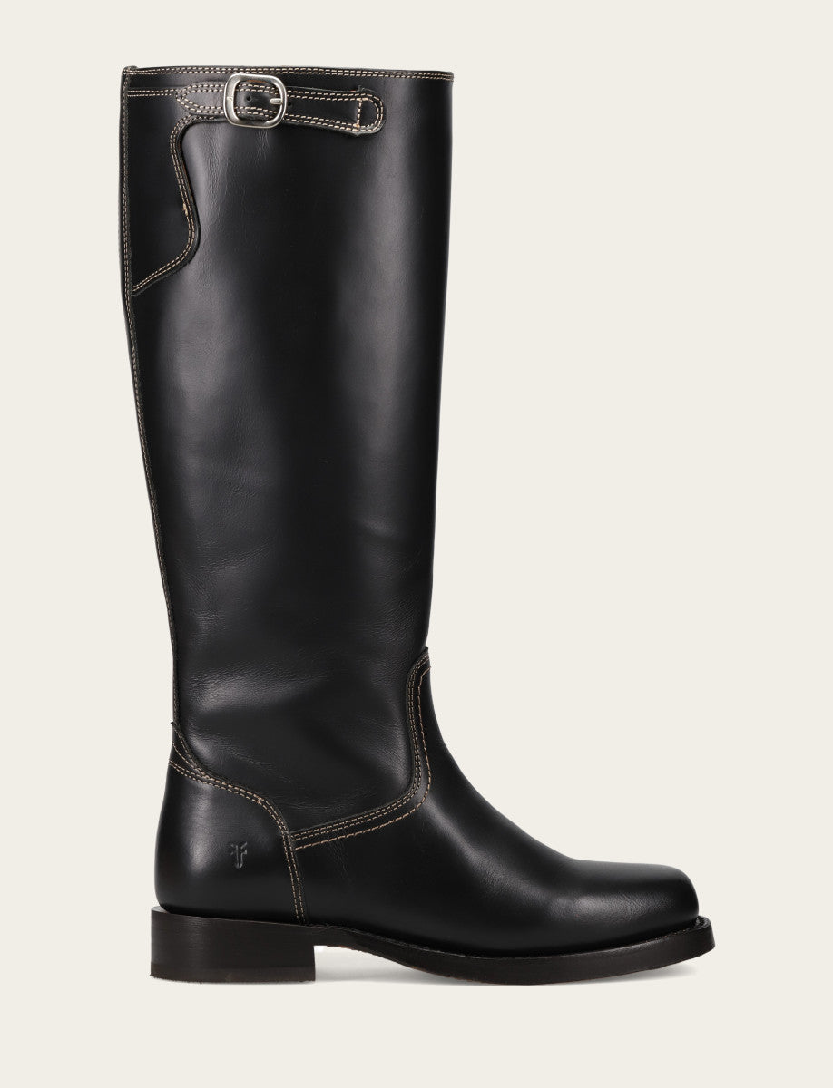 Black Boots Frye Women's Black Campus Low Heel Tall Riding Boot