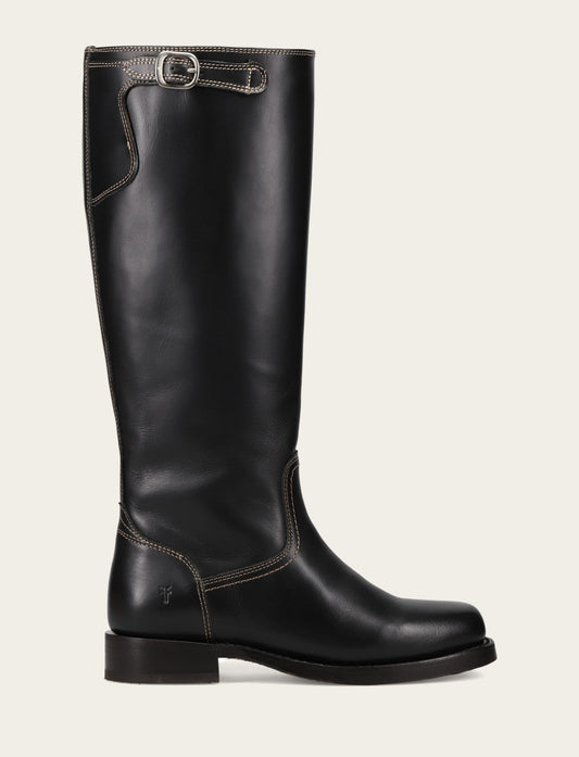 Black Boots Frye Women's Black Campus Low Heel Tall Riding Boot