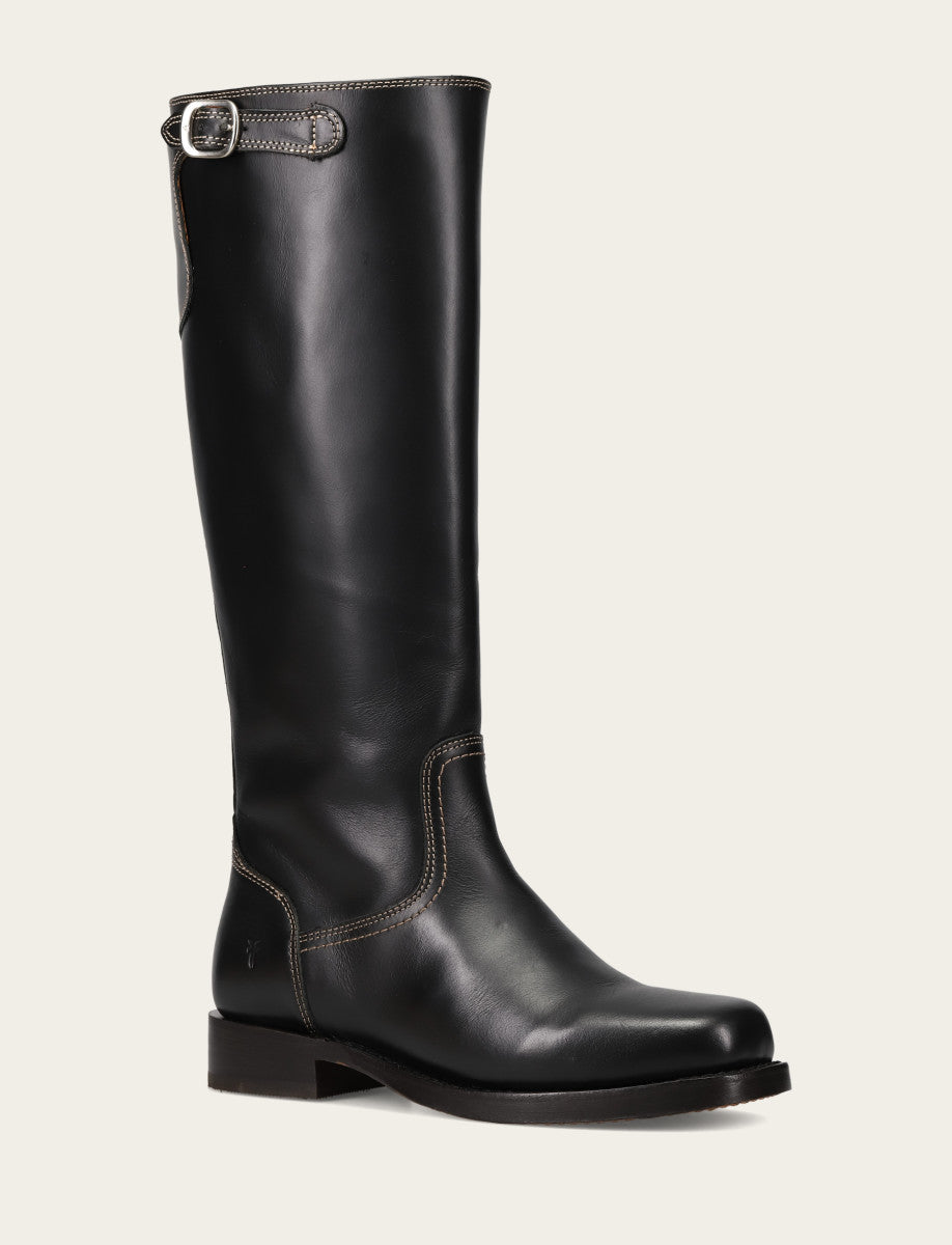 Black Boots Frye Women's Black Campus Low Heel Tall Riding Boot