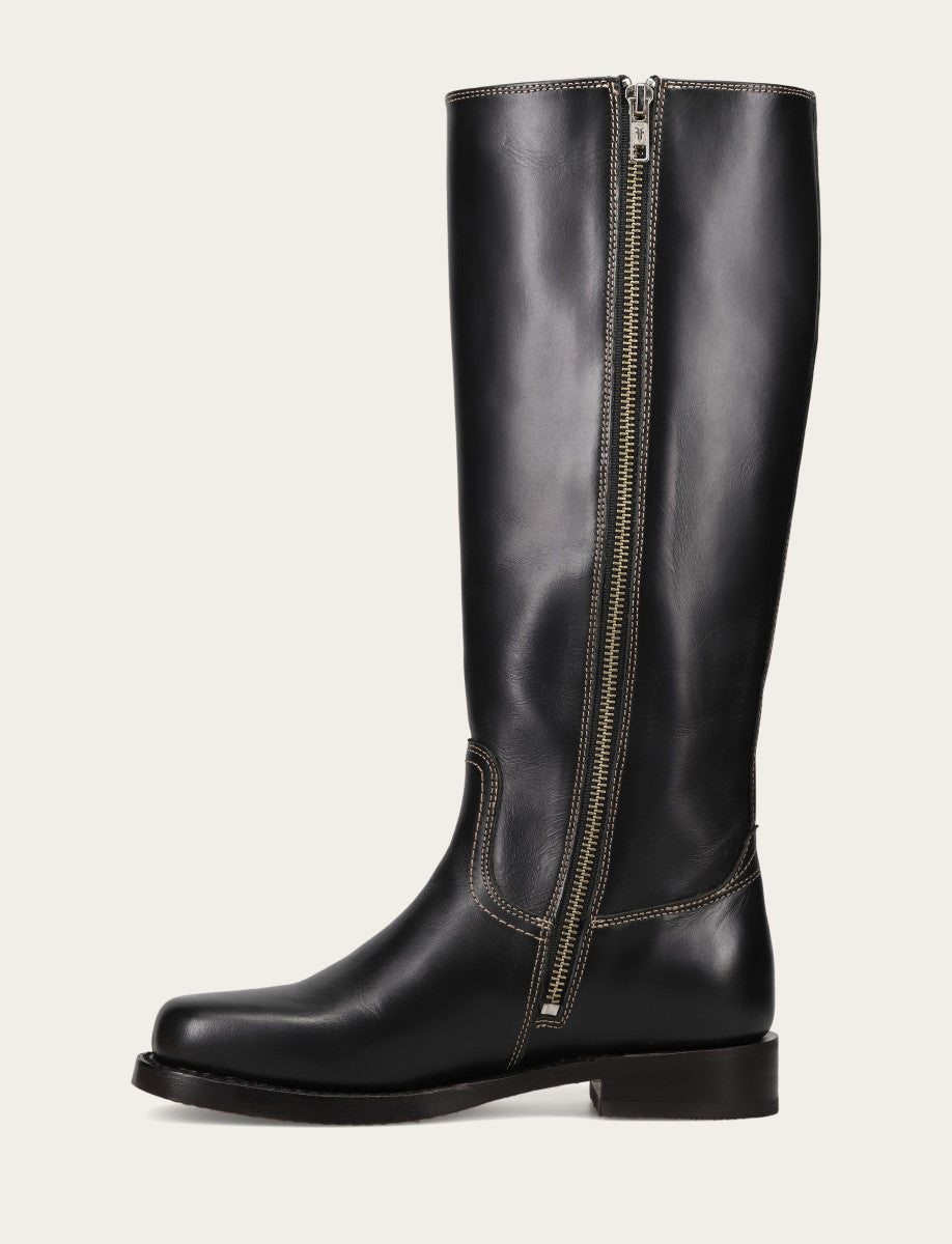 Black Boots Frye Women's Black Campus Low Heel Tall Riding Boot