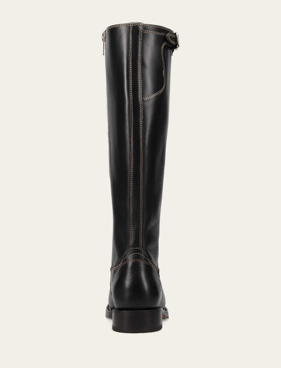 Black Boots Frye Women's Black Campus Low Heel Tall Riding Boot