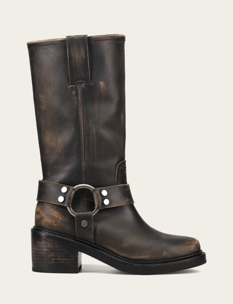 Distressed Black Boots Frye Women's Distressed Black Kate Harness Boot
