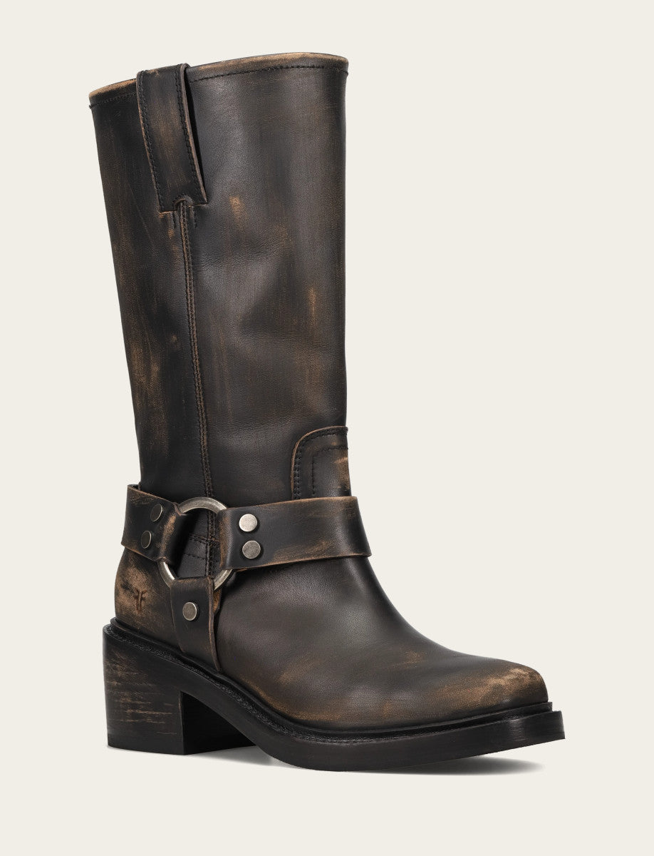 Distressed Black Boots Frye Women's Distressed Black Kate Harness Boot