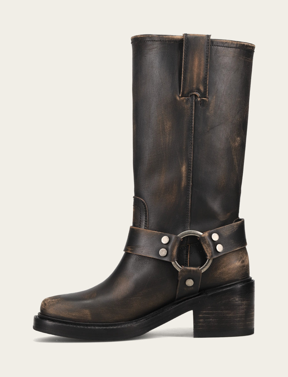 Distressed Black Boots Frye Women's Distressed Black Kate Harness Boot