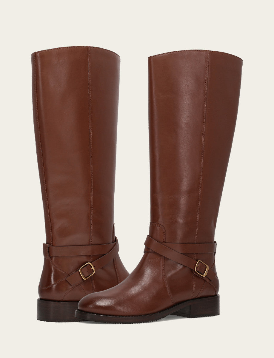 Walnut Boots Frye Women's Walnut Melissa Belted Riding Boot
