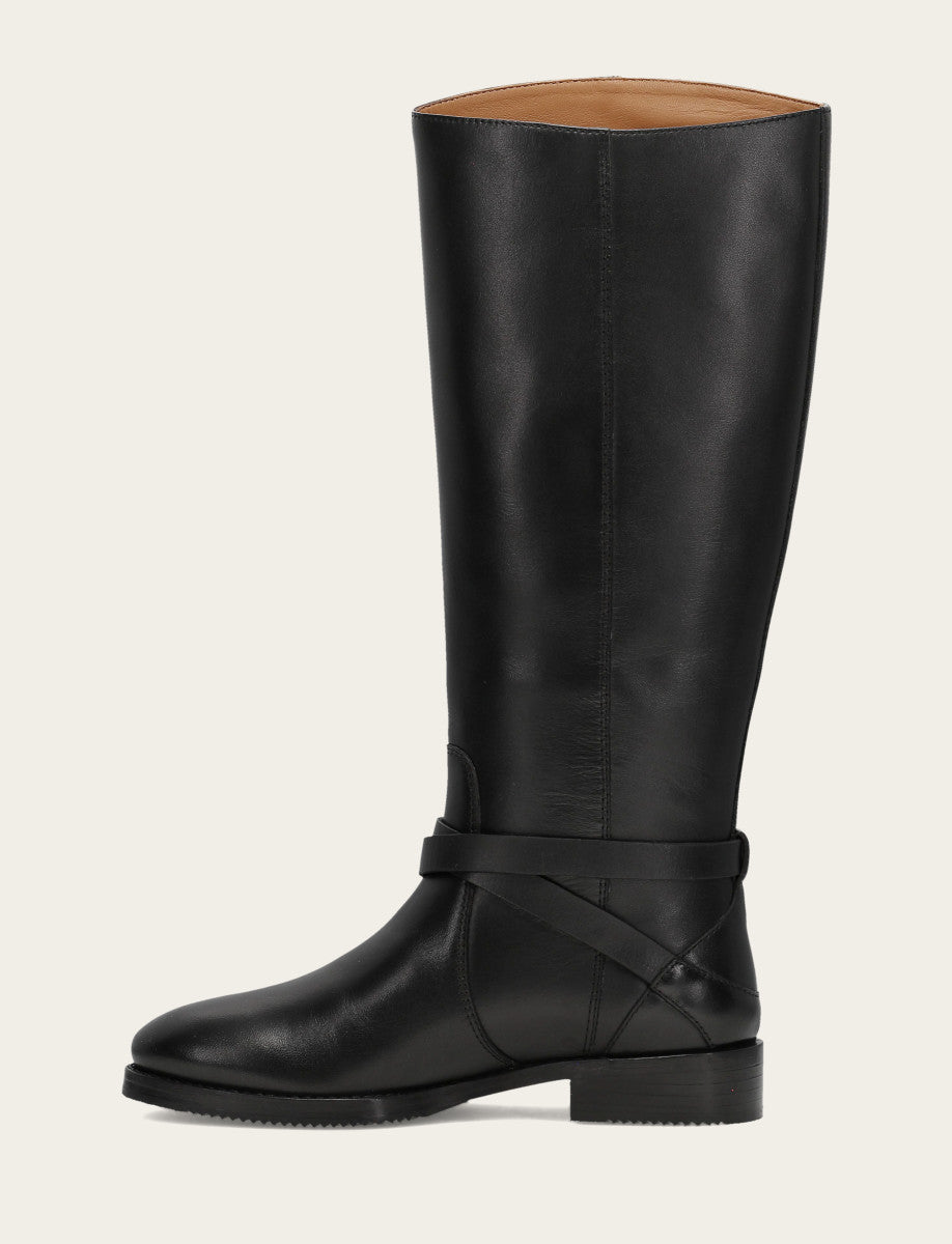 Black Boots Frye Women's Black Melissa Belted Riding Boot