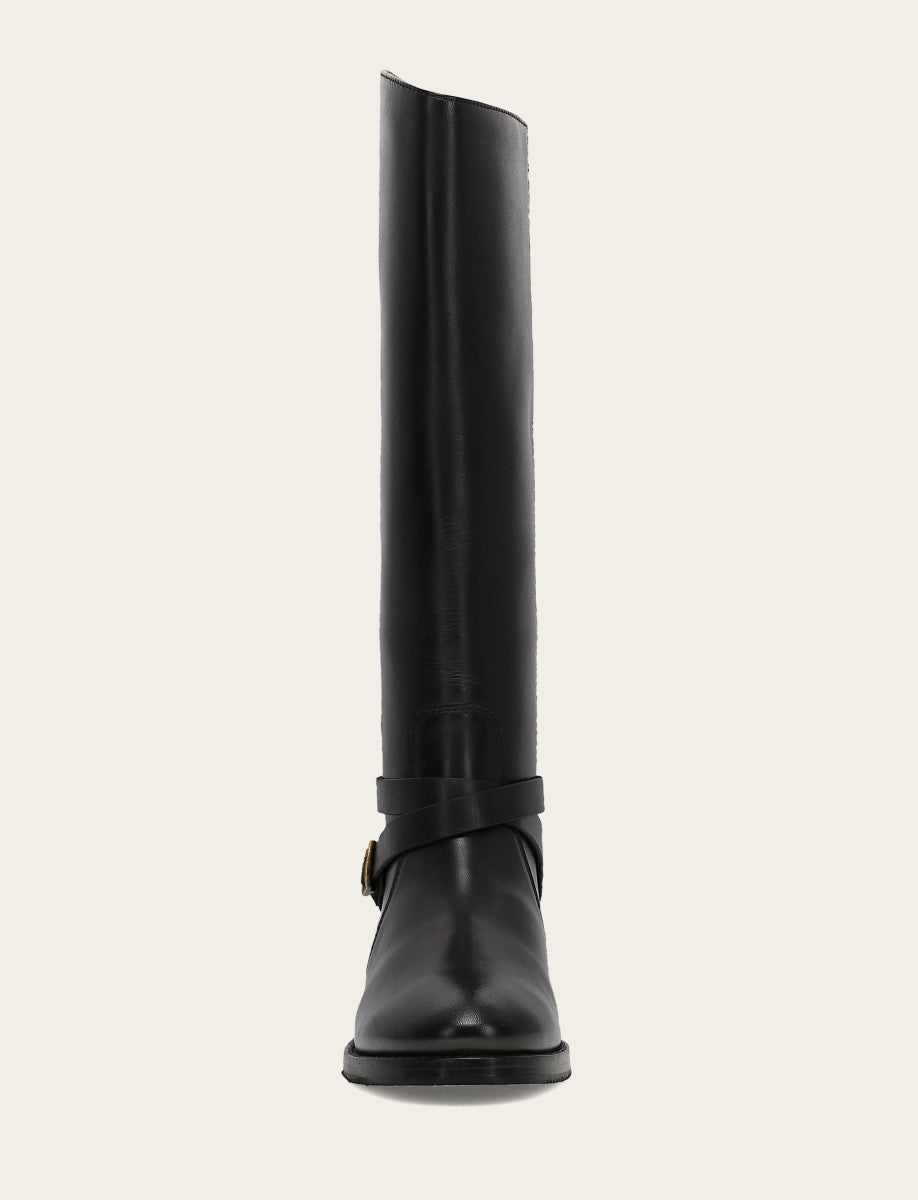 Black Boots Frye Women's Black Melissa Belted Riding Boot