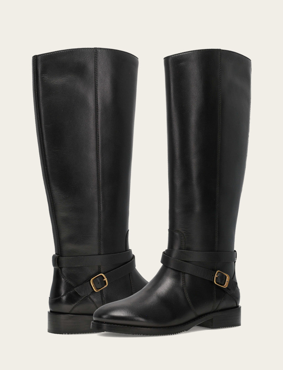 Black Boots|Wide Calf Boots Frye Women's Black Melissa Belted Riding Wide Calf Boot