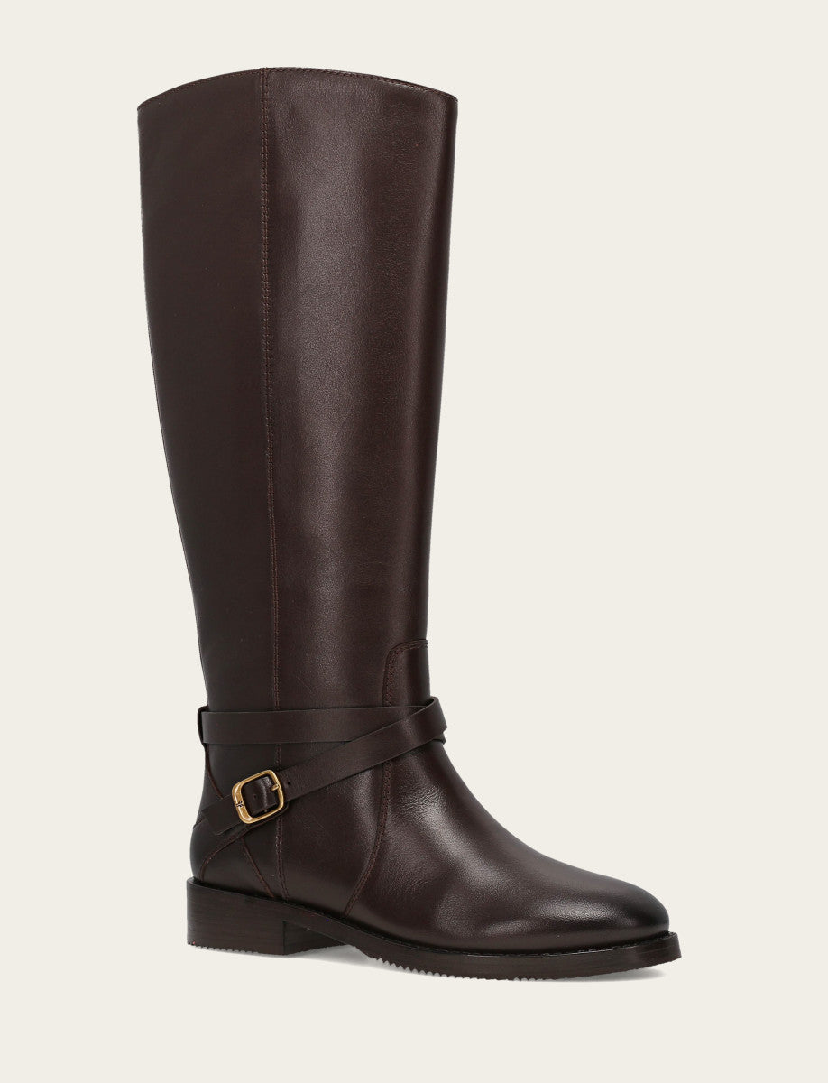 Dark Brown Boots|Wide Calf Boots Frye Women's Dark Brown Melissa Belted Riding Wide Calf Boot