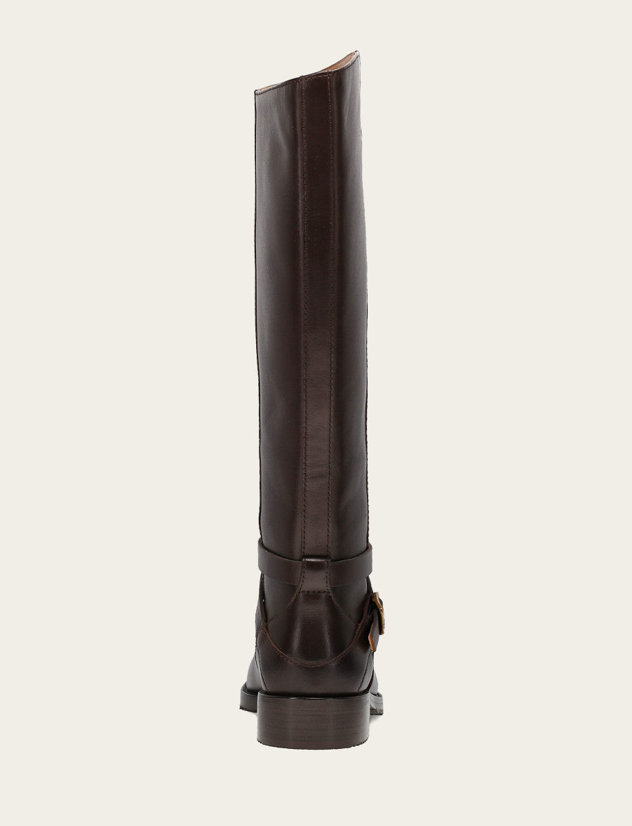 Dark Brown Boots|Wide Calf Boots Frye Women's Dark Brown Melissa Belted Riding Wide Calf Boot