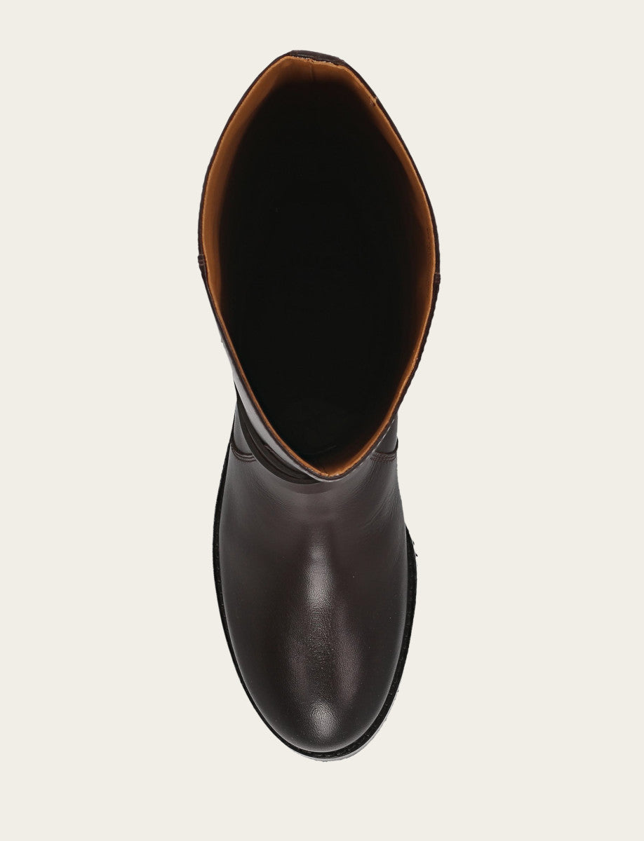 Dark Brown Boots|Wide Calf Boots Frye Women's Dark Brown Melissa Belted Riding Wide Calf Boot