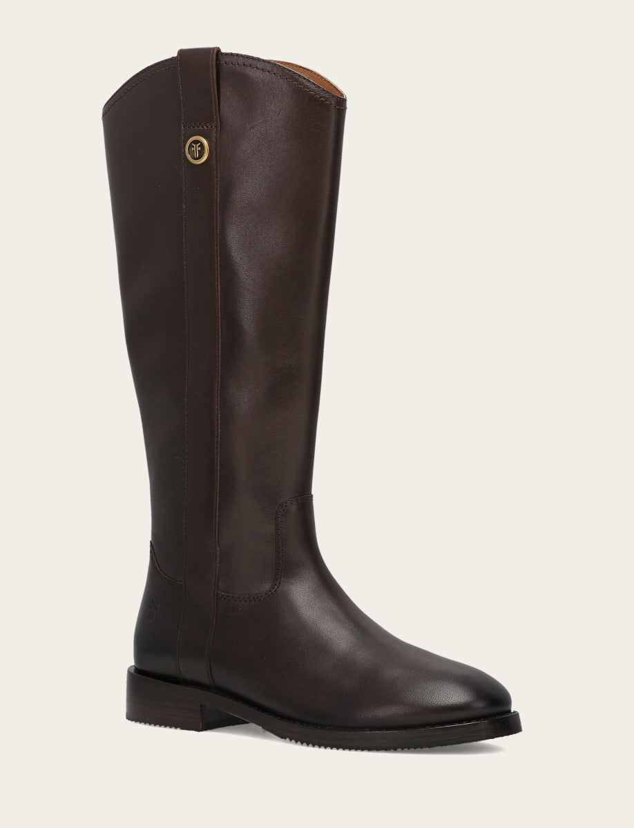 Dark Brown Boots Frye Women's Dark Brown Melissa Button Tall Inside Zip Boot