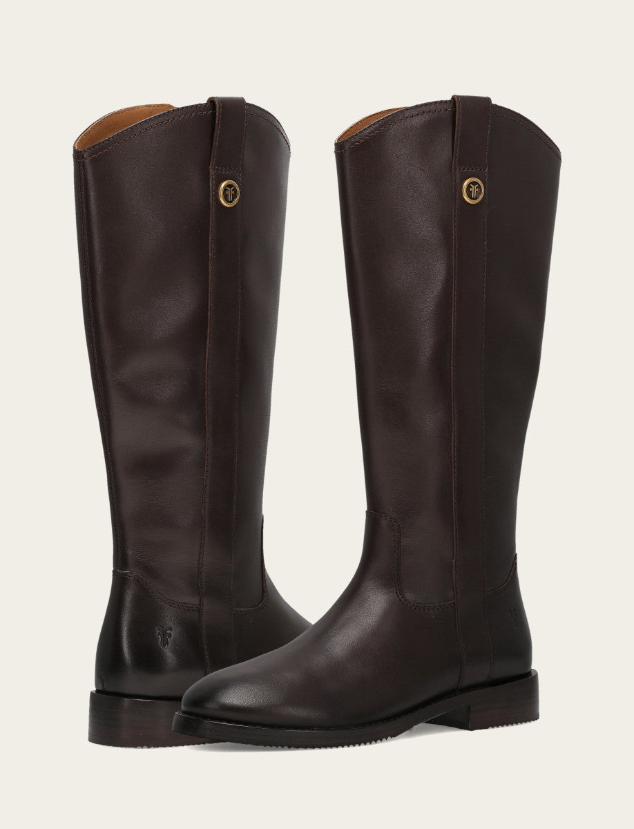 Dark Brown Boots Frye Women's Dark Brown Melissa Button Tall Inside Zip Boot