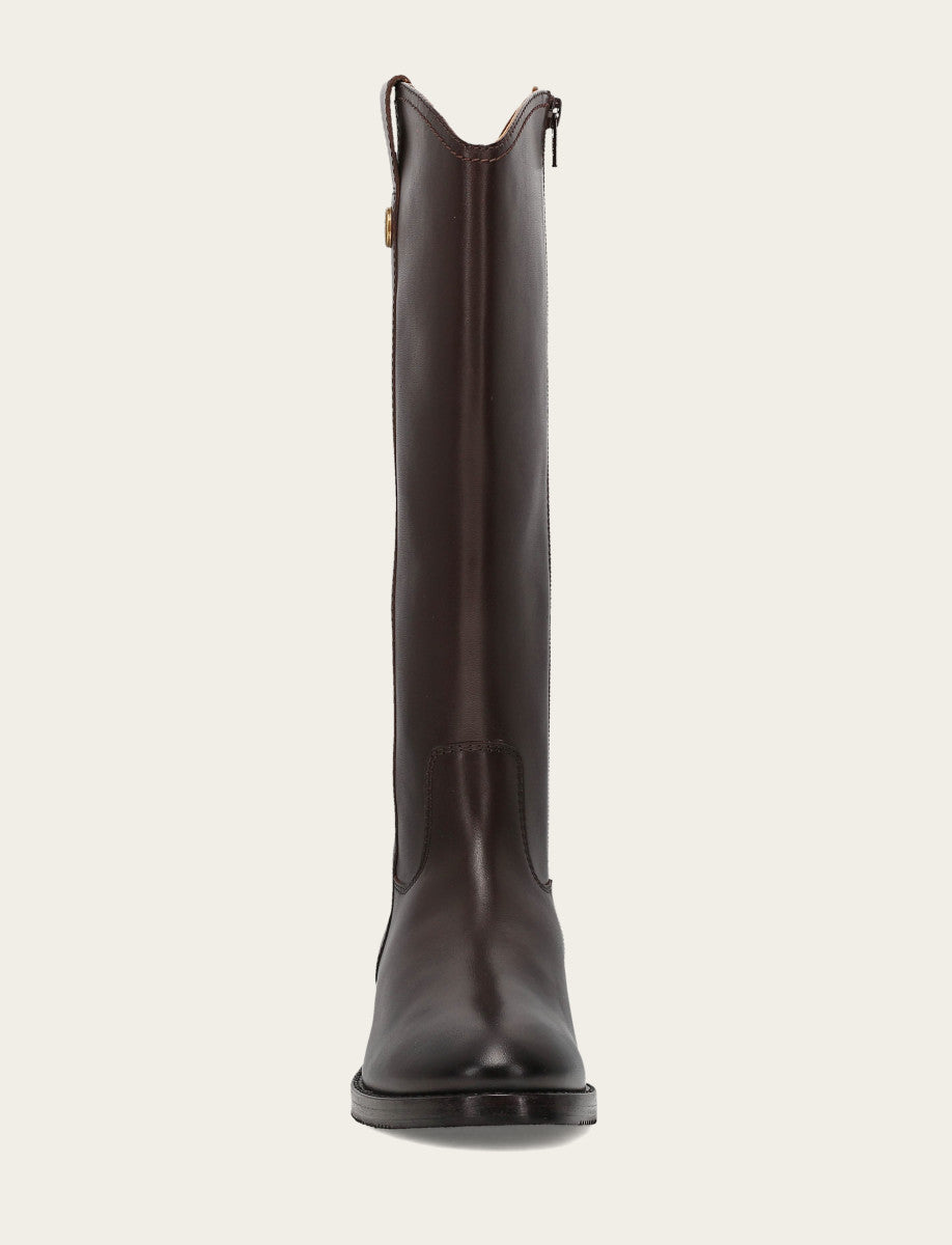 Dark Brown Boots Frye Women's Dark Brown Melissa Button Tall Inside Zip Boot