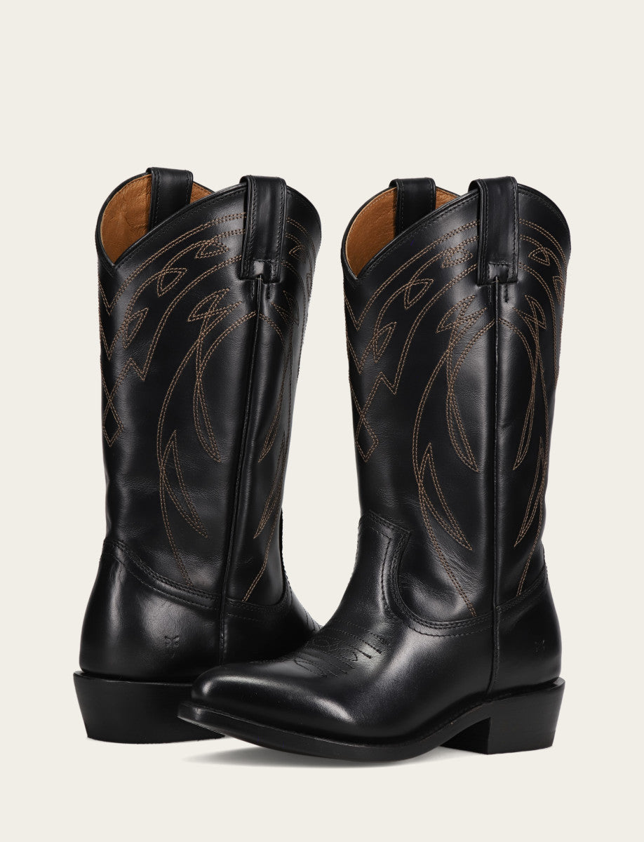 Black Boots Frye Women's Black Billy Pull On Deco Stitch Boots