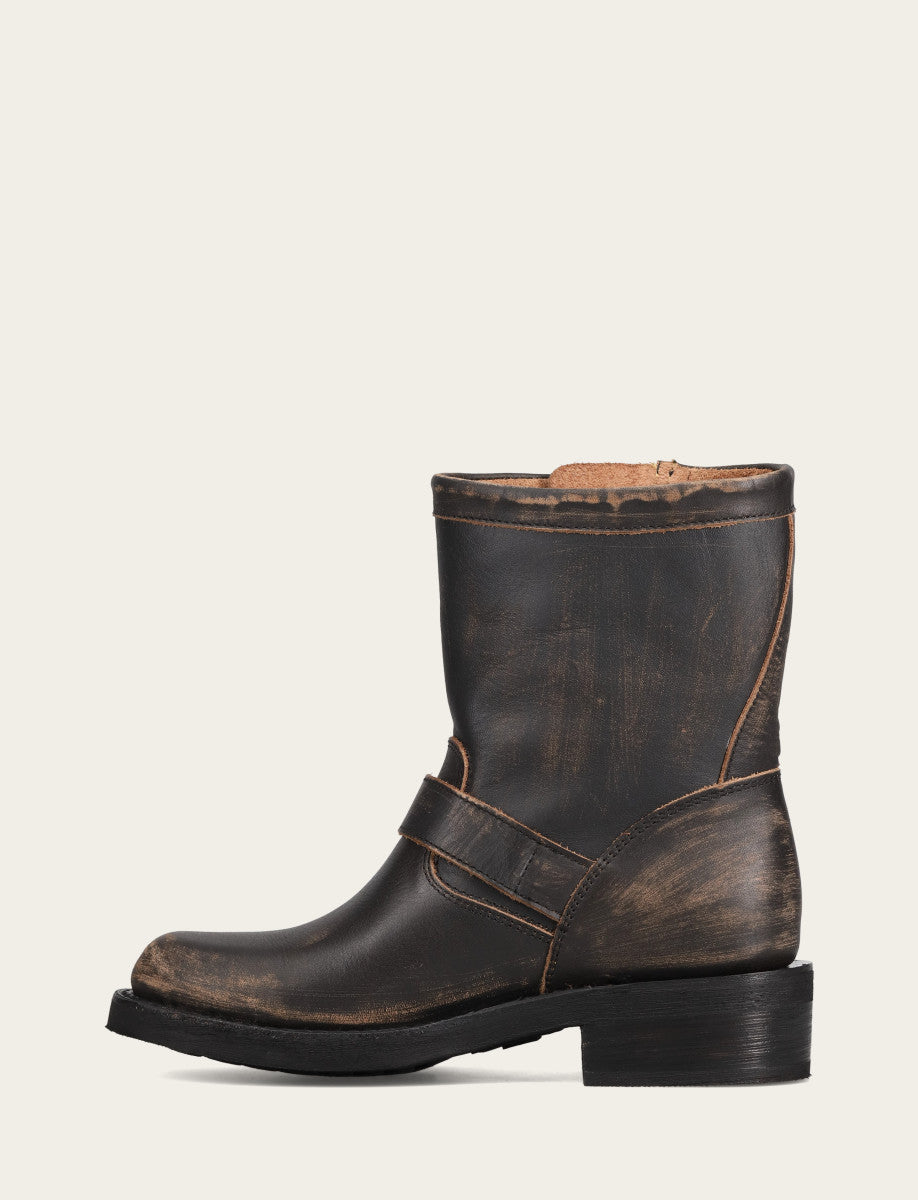 Distressed Black Boots Frye Women's Distressed Black Viv Short Engineer Boot
