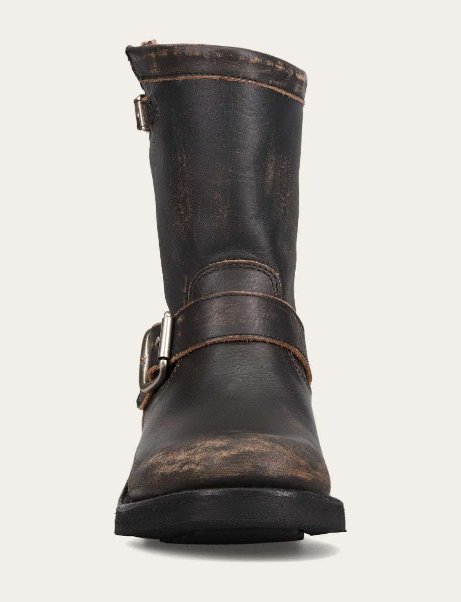 Distressed Black Boots Frye Women's Distressed Black Viv Short Engineer Boot