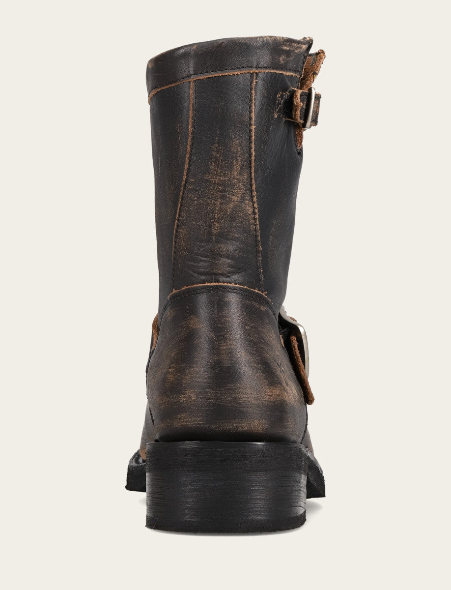 Distressed Black Boots Frye Women's Distressed Black Viv Short Engineer Boot