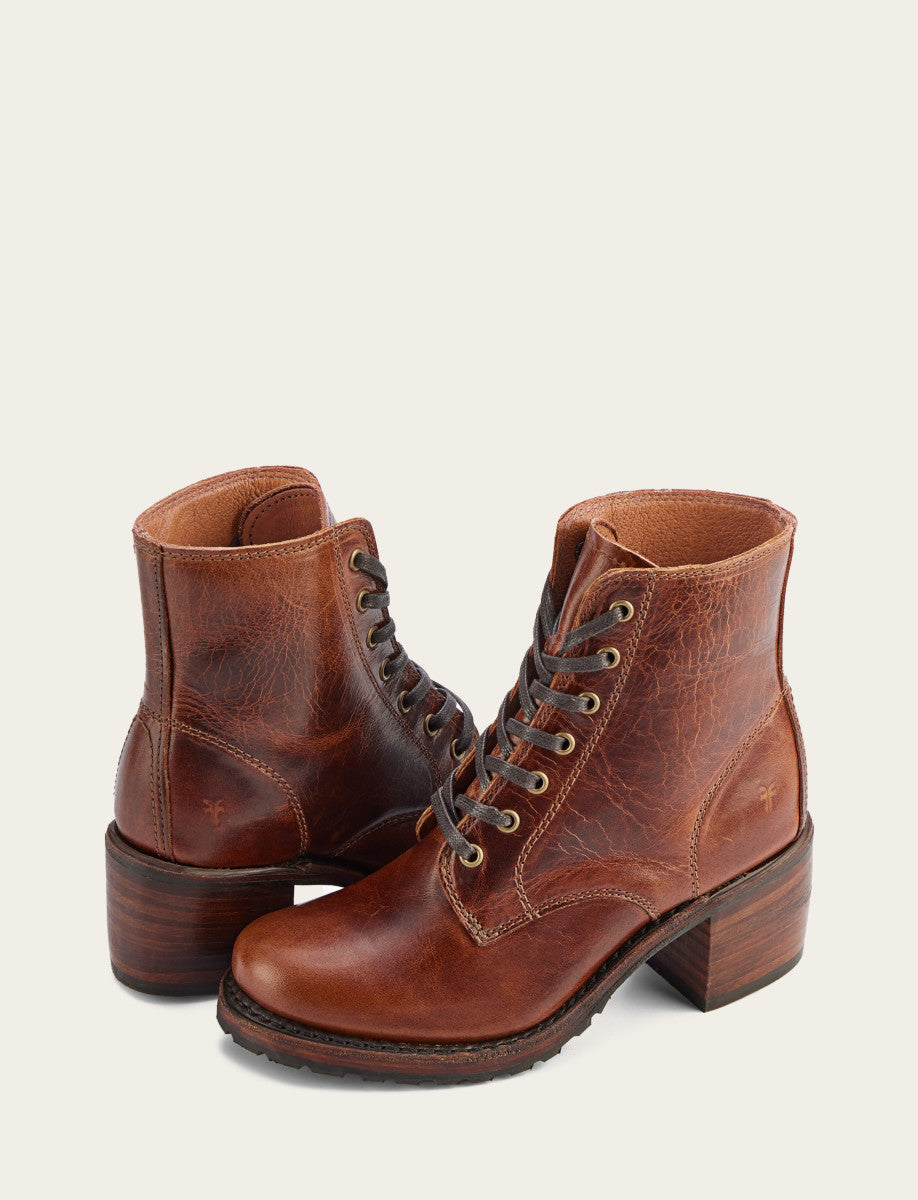 Cognac Boots Frye Women's Cognac Sabrina 6G Lace Up Boots