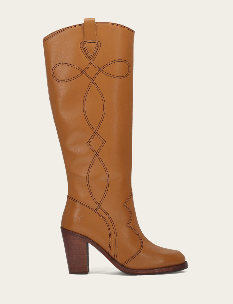 Caramel Boots Frye Women’s Caramel Corinne Deco Stitch Tall Boots