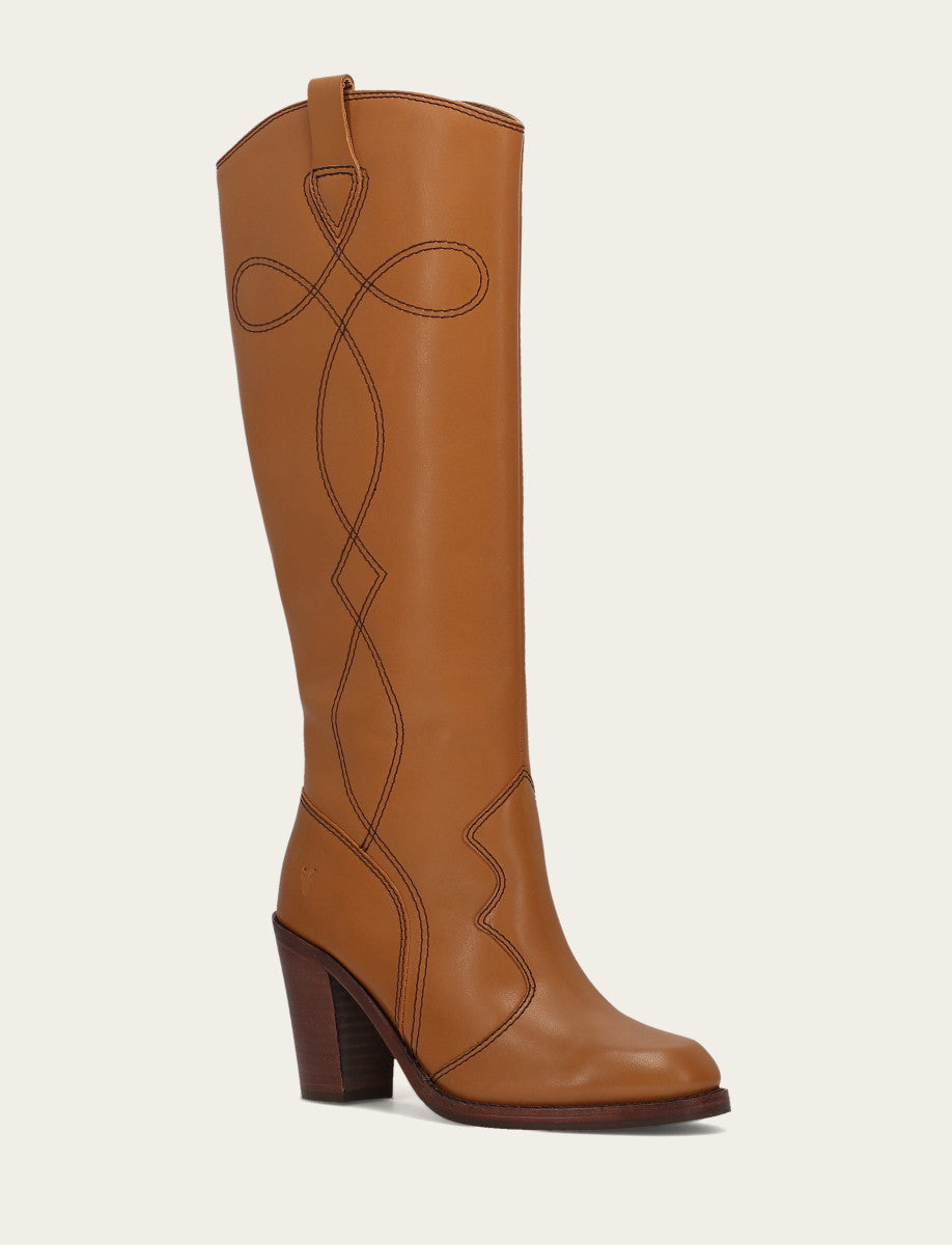 Caramel Boots Frye Women’s Caramel Corinne Deco Stitch Tall Boots