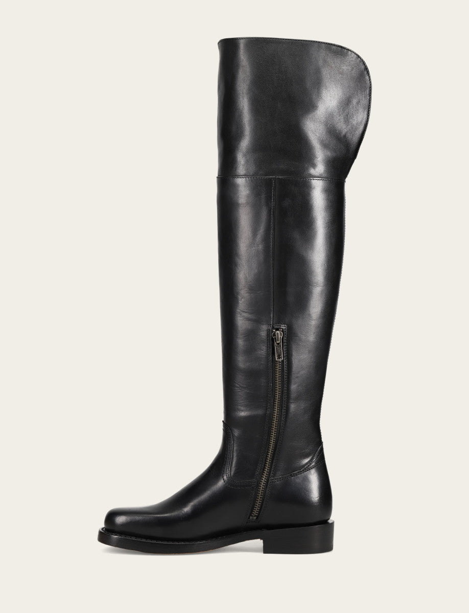 Black Boots Frye Women's Black Campus Low Heel Over The Knee Boot