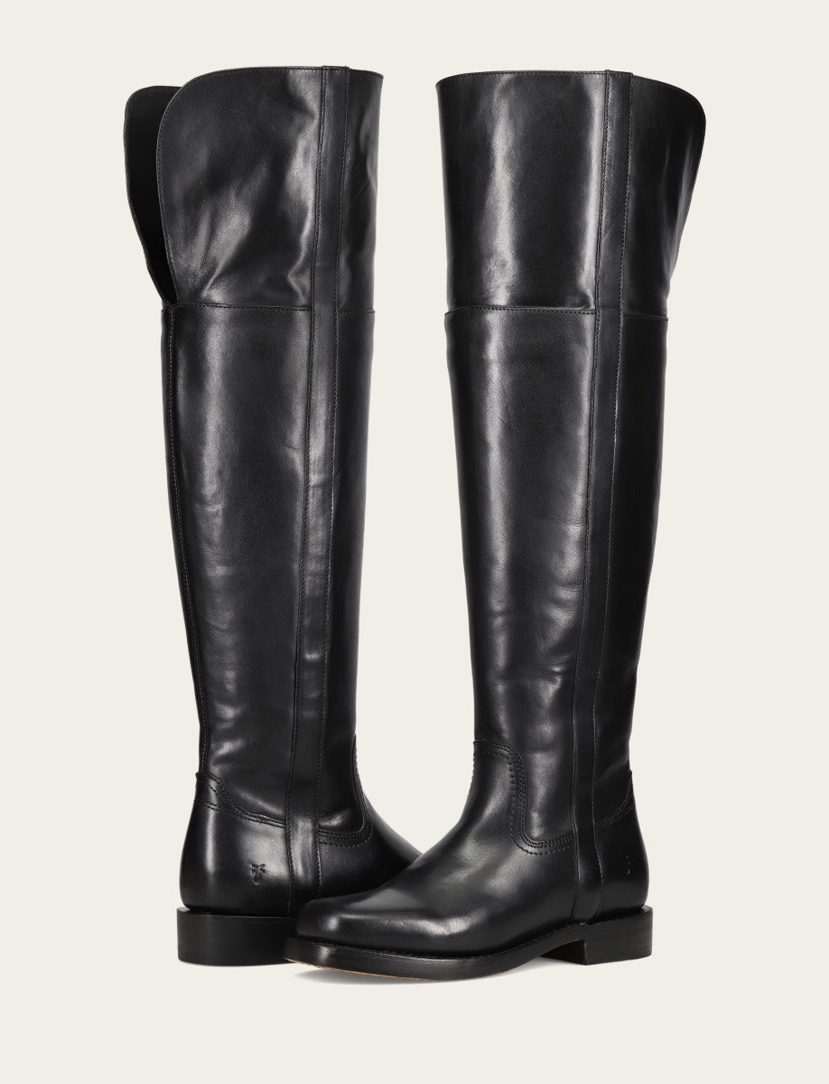 Black Boots Frye Women's Black Campus Low Heel Over The Knee Boot