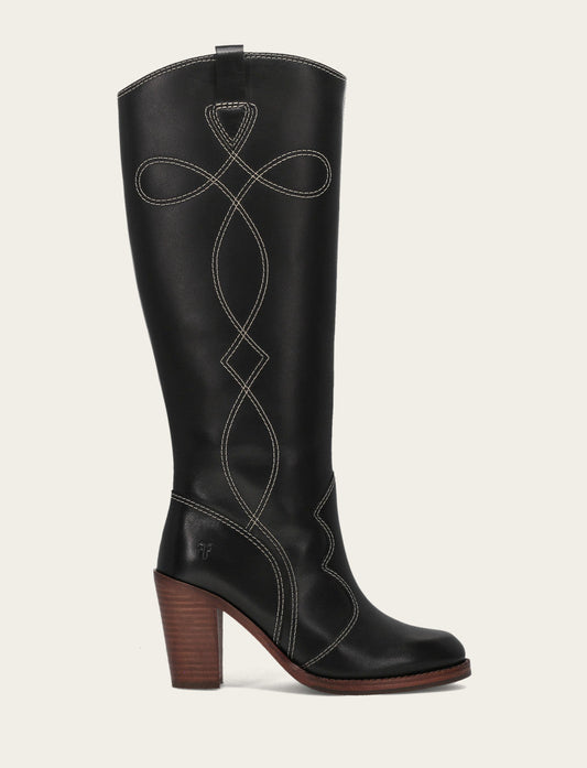 Black Boots Frye Women's Black Corinne Tall Deco Stitch Boot