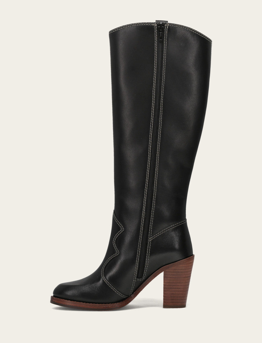 Black Boots Frye Women's Black Corinne Tall Deco Stitch Boot