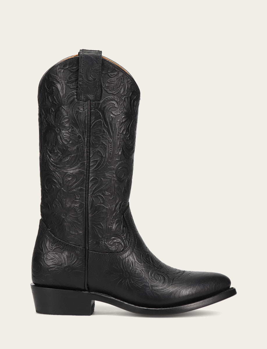 Black Floral Boots Frye Billy Pull On Boot