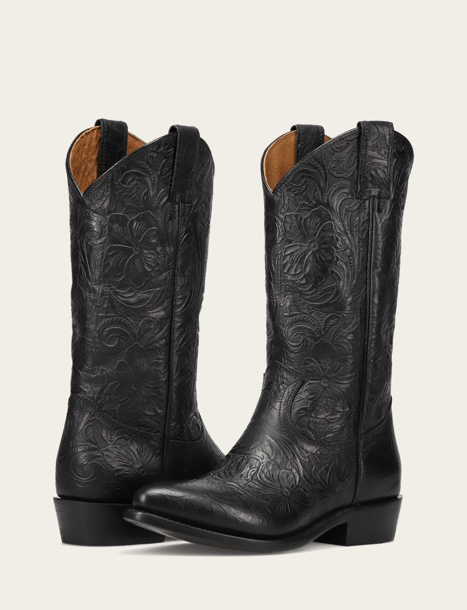 Black Floral Boots Frye Billy Pull On Boot