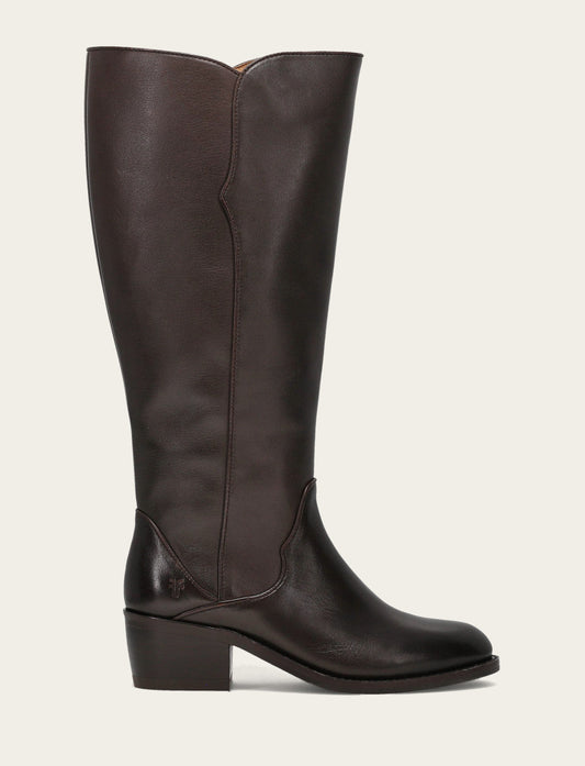 Dark Brown Boots|Wide Calf Boots Frye Women's Dark Brown Carson 2 Piping Tall Wide Calf Boot