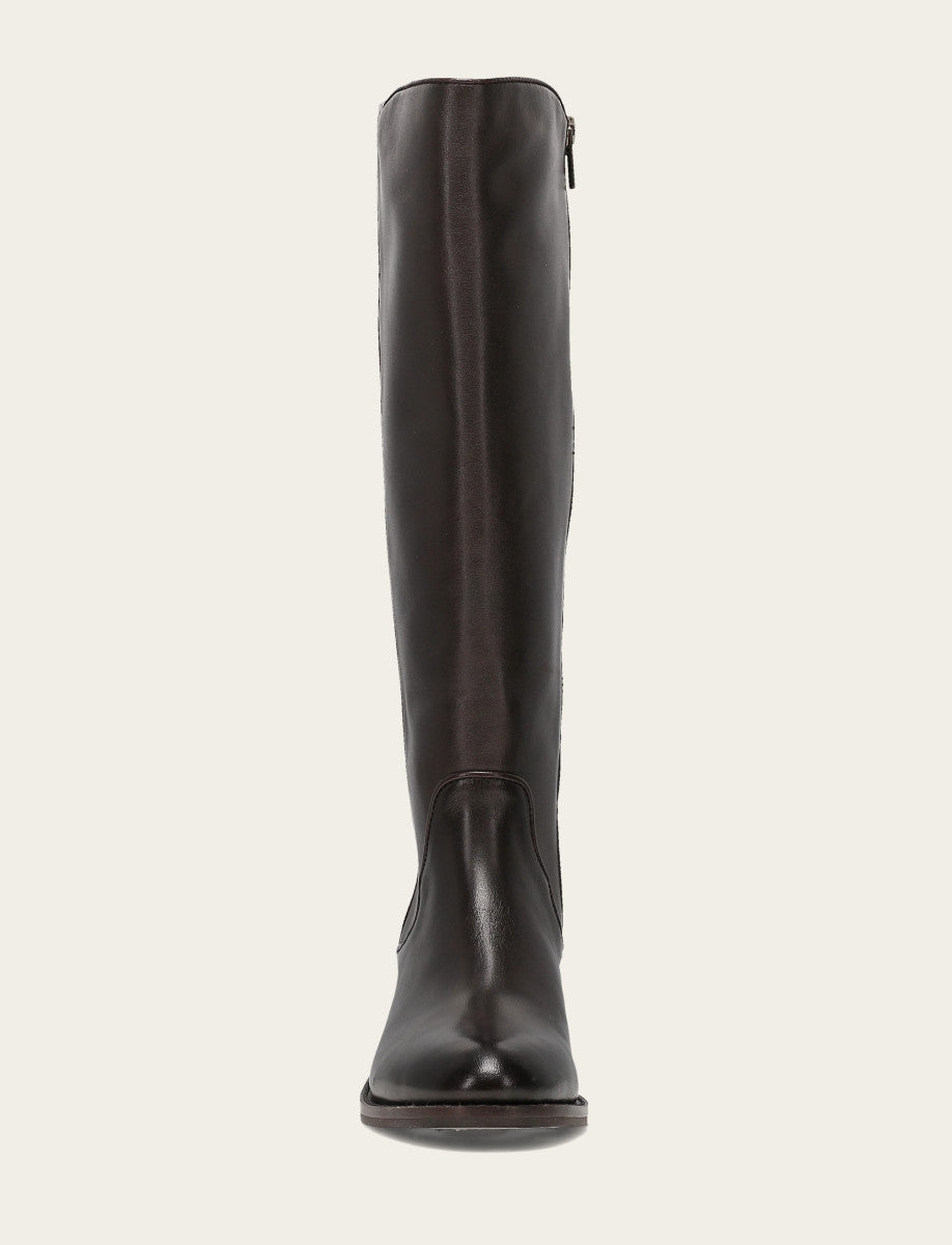 Dark Brown Boots|Wide Calf Boots Frye Women's Dark Brown Carson 2 Piping Tall Wide Calf Boot