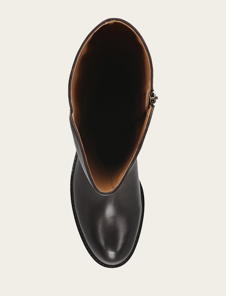 Dark Brown Boots|Wide Calf Boots Frye Women's Dark Brown Carson 2 Piping Tall Wide Calf Boot