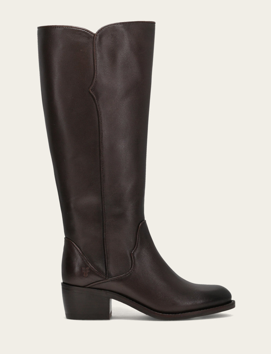 Dark Brown Boots Frye Women's Dark Brown Carson 2 Piping Tall Boot
