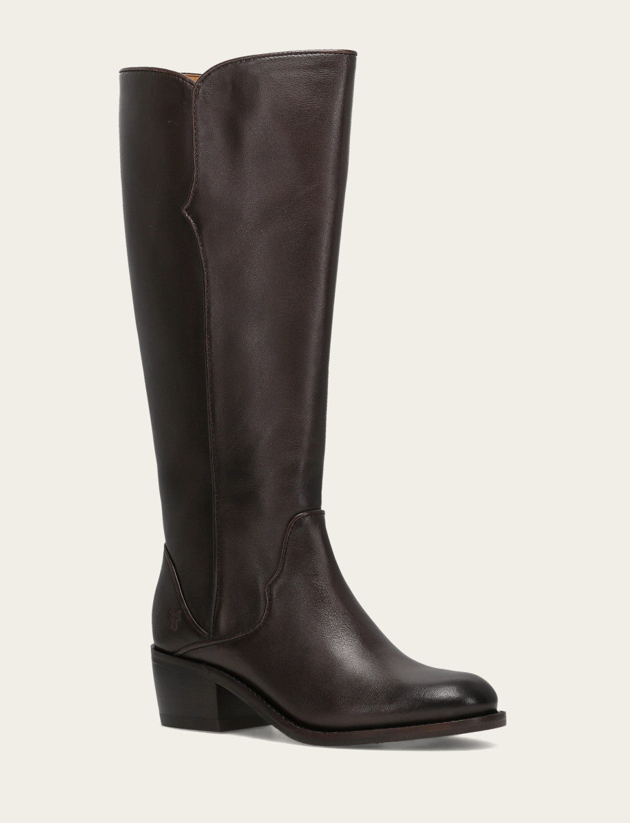 Dark Brown Boots Frye Women's Dark Brown Carson 2 Piping Tall Boot