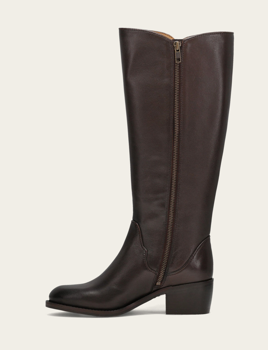 Dark Brown Boots Frye Women's Dark Brown Carson 2 Piping Tall Boot