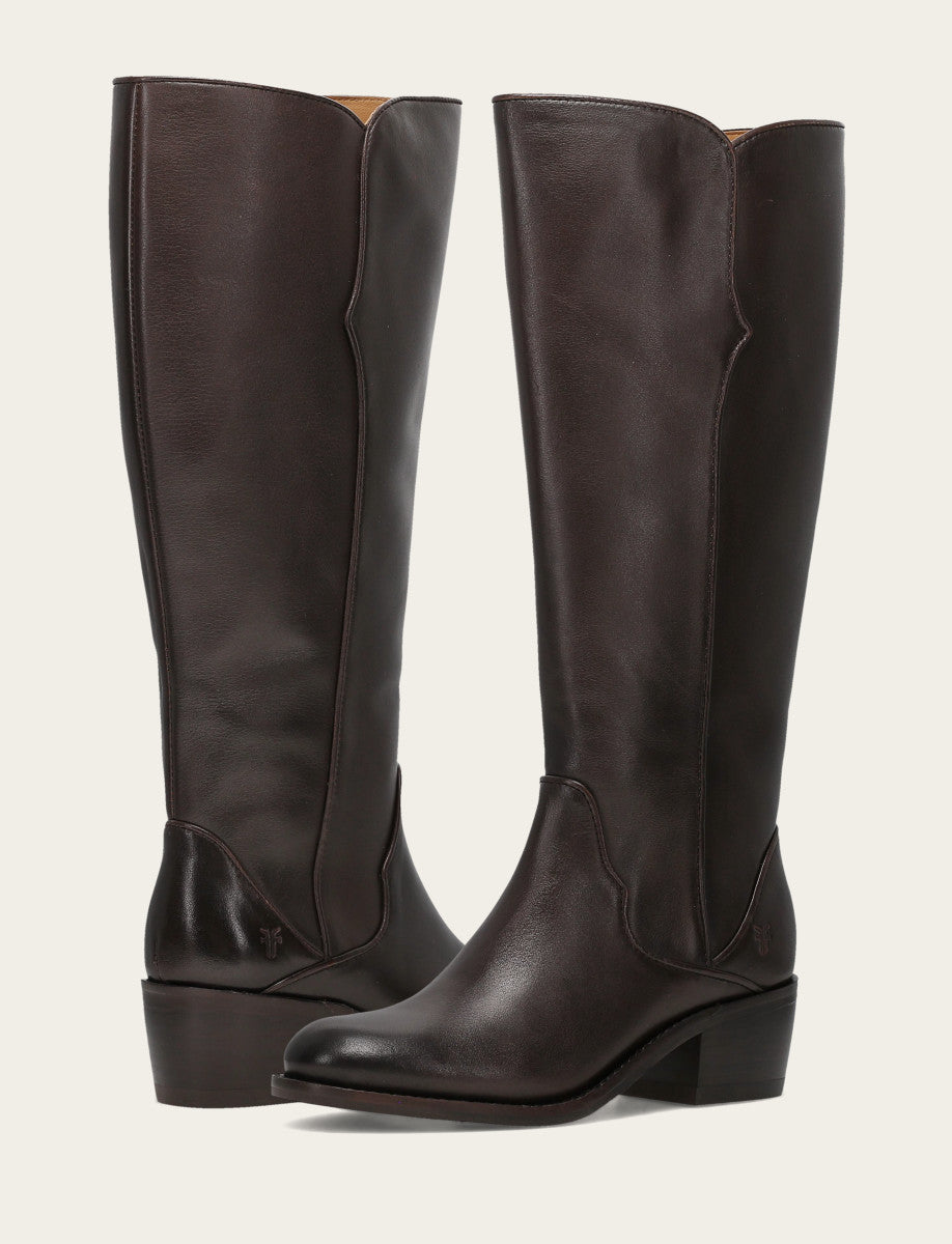 Dark Brown Boots Frye Women's Dark Brown Carson 2 Piping Tall Boot