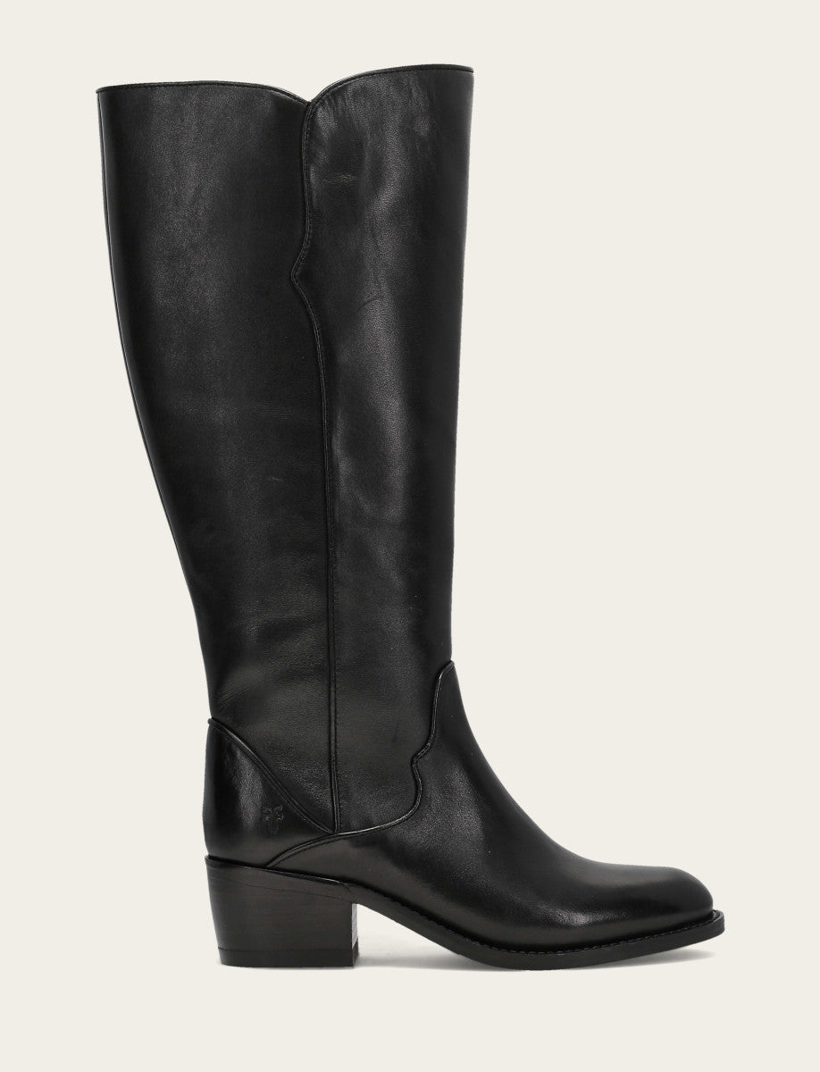 Black Boots|Wide Calf Boots Frye Women's Black Carson 2 Piping Tall Wide Calf Boot