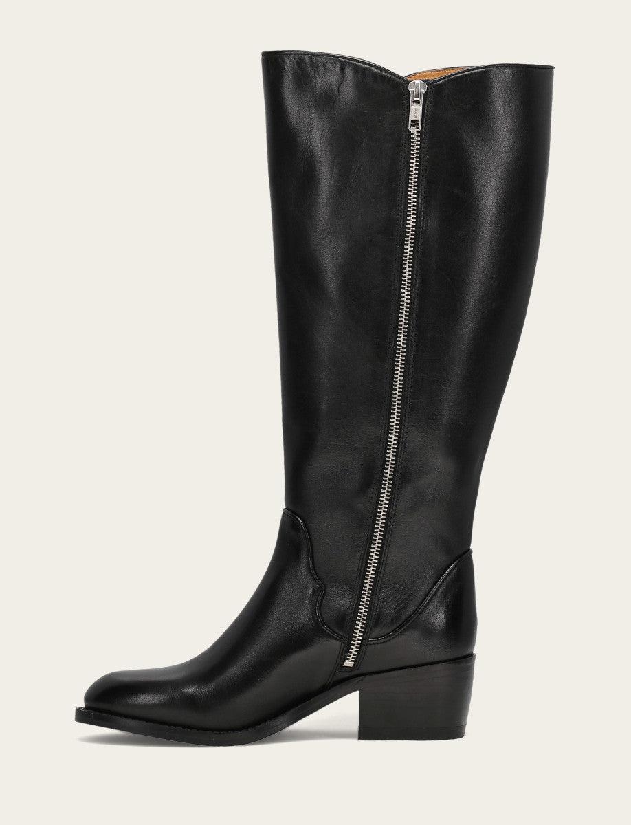 Black Boots|Wide Calf Boots Frye Women's Black Carson 2 Piping Tall Wide Calf Boot
