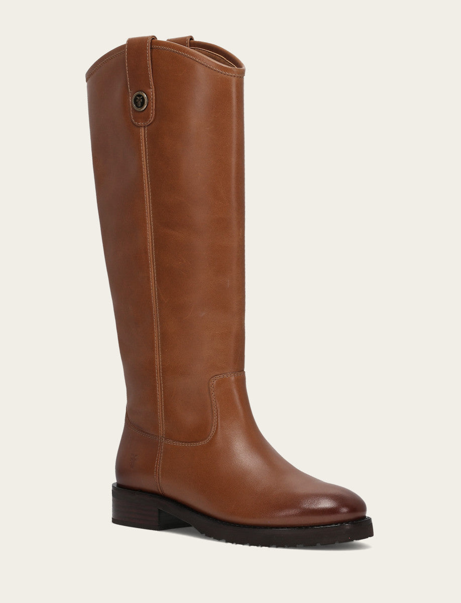 Tan Boots Frye Women's Tan Melissa Lug Button Tall Boot