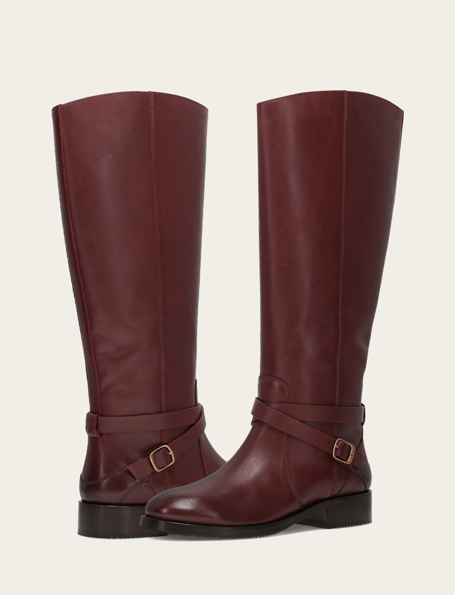 Merlot Boots Frye Women's Merlot Melissa Belted Riding Boot