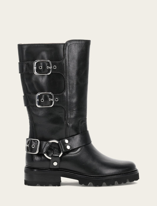 Black Boots Frye Women's Black Olivia Moto Mid Boot