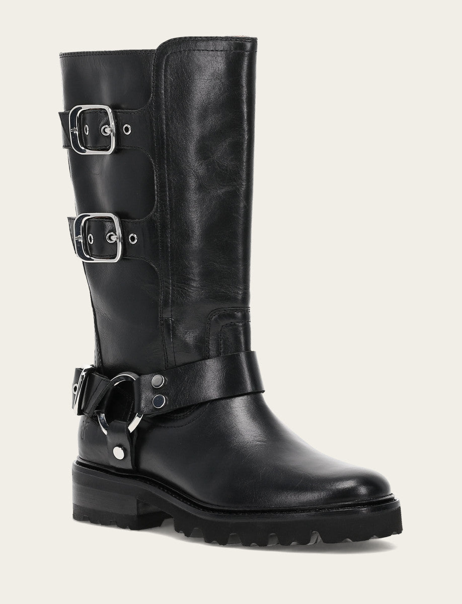 Black Boots Frye Women's Black Olivia Moto Mid Boot