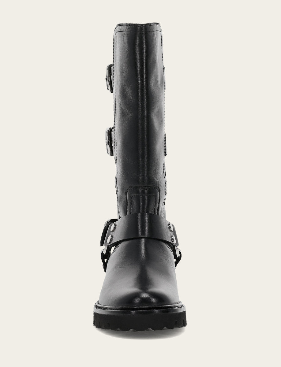 Black Boots Frye Women's Black Olivia Moto Mid Boot